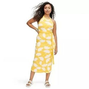 DVF for Target Women's Halter Tie Neck Ginkgo Yellow Sweaterknit Midi Dress